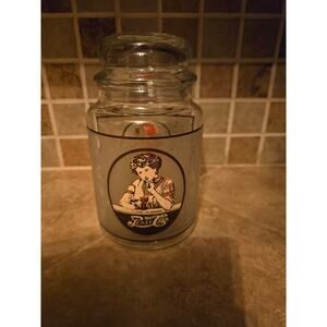Vintage Pepsi glass canister. Missing rubber on lid